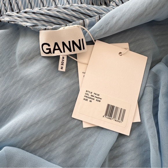New! GANNI • Pleated Georgette Midi Dress in Heather - Picture 11 of 15